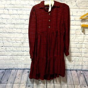 Zara Size Extra Small Blue And Wine Plaza Midi Dress Baby Doll Style